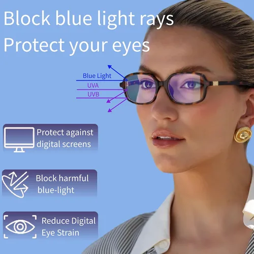 Miniatura 4 de Lentes retro rectangulares con bloqueo de luz azul para mujer, anteojos falsos de los años 90, anteojos de computadora Y2K de moda con marco