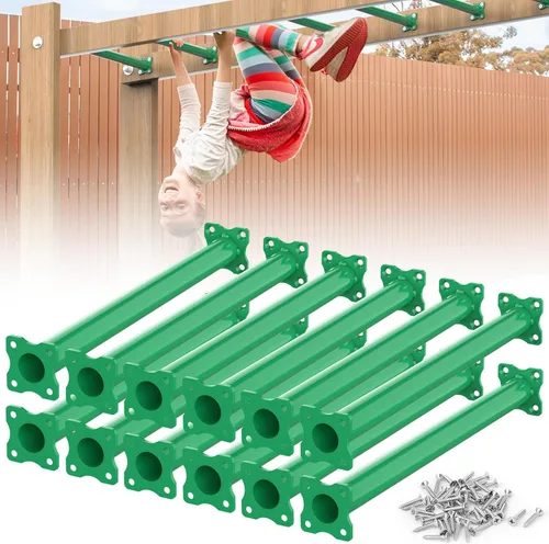 Miniatura 12 de Kit de Barras de Mono de 16.5 Pulgadas Peldaños de Escalera de Patio de Juegos para Patio Trasero Interior Exterior Niños Barras de Metal Juego