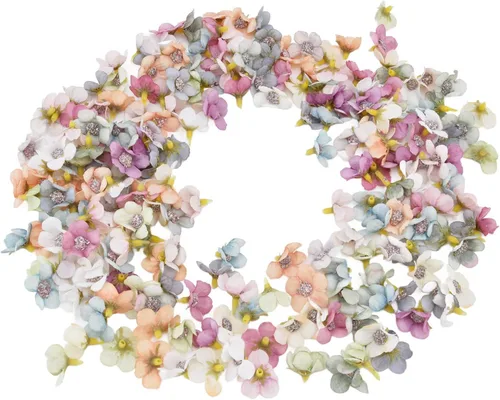 200 mini cabezas de flores sintéticas, flores de seda multicolor falsas, tela artificial para decoración de bodas, manualidades coloridas para