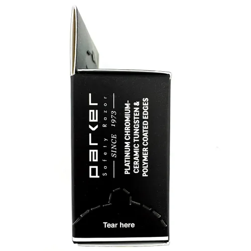 Miniatura 5 de Parker Premium Platinum - Cuchillas de afeitar de seguridad de doble filo, paquete de 100 unidades, acero sueco, revestimiento de platino, tungsteno