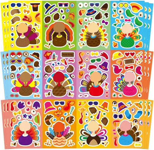 Miniatura 13 de 36 Hojas de Pegatinas de Pascua para Niños, Relleno para Cesta de Pascua, Pegatinas para Hacer Caras, Crea tus Propias Pegatinas de Animales