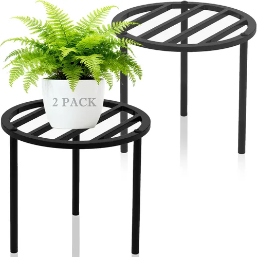 TOSKING Paquete de 2 soportes de metal resistente para plantas con capacidad para 120 libras - 10.2 pulgadas, moderno patrón de rejilla minimalista