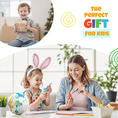 Miniatura 6 de Pinte su propio balón de fútbol con marcadores, kits de manualidades para niños pequeños, regalos de fútbol para niños y niñas, tamaño 3, juguetes