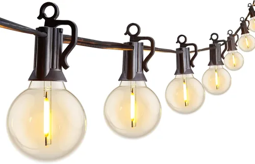 Tira de luces G40 de 25 pies, con focos transparentes, con certificado UL para patios traseros, interiores y exteriores, negro, SYNCHKG061359,