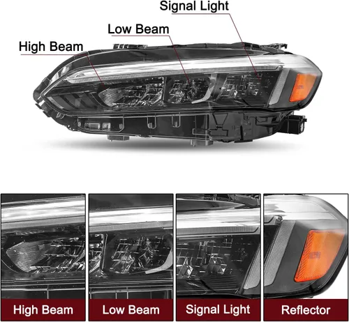 Miniatura 3 de JSBOYAT Conjunto de faros delanteros LED completos con LED DRL para Honda Civic OEM 2022 2023 2024 2025 Reemplazo del faro delantero del proyector