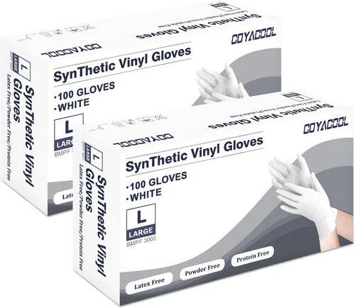 Miniatura 15 de Guantes desechables medianos, de mezcla de nitrilo y vinilo, sin látex, 100 unidades, guantes de grado alimenticio para limpieza, preparación de Azul