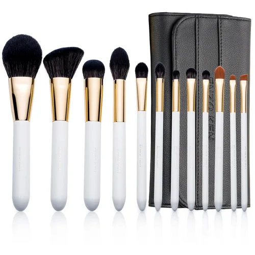 Miniatura 9 de ENZO KEN Juego de brochas de maquillaje de cabello natural profesional, juego de brochas de maquillaje de pelo de zorro con estuche, juego