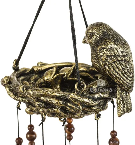 Miniatura 3 de Carillón de viento de pájaros y nido, 12 campanas de bronce Grace para jardín, patio, patio y decoración del hogar con gancho (NC06)