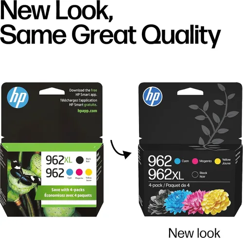 Miniatura 3 de HP Cartuchos de tinta originales 962 cian, magenta, amarillo/962XL negro (paquete de 4) Works OfficeJet serie 9010, OfficeJet Pro 9010, serie 9020