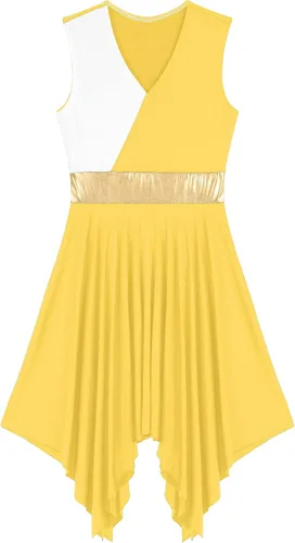 Miniatura 135 de easyforever Vestido de baile sin mangas con bloques de color para mujer, alabanza litúrgica, ropa de baile lírico, vestido de bata de adoración