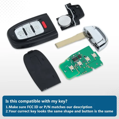 Miniatura 3 de Keyecu Smart Prox - Llavero remoto de entrada sin llave para Audi A4 A5 Q5 2010 2011 2012 2013 2014 2015 2016 (no funciona con acceso cómodo)