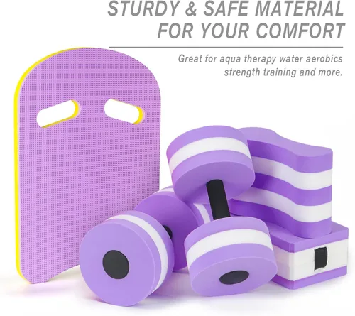 Miniatura 3 de Juego de 5 piezas de aeróbic acuático, conjunto de ejercicio acuático para piscina, equipo de fitness con mancuernas de espuma, tabla de natación