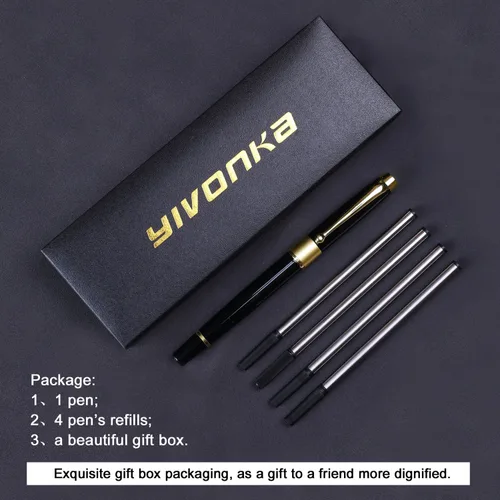 Miniatura 4 de YIVONKA - Bolígrafo de repuesto negro, línea de lujo de 0.5 mm, el mejor set de regalo de bolígrafo para hombres y mujeres profesionales