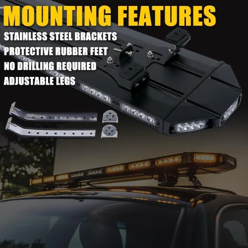 Miniatura 3 de 47" Barra de Luz de 108 LED para Coche - Luces Estroboscópicas Ámbar de Advertencia Con 15 Modos de Parpadeo para Construcción, Camiones de 47" 108