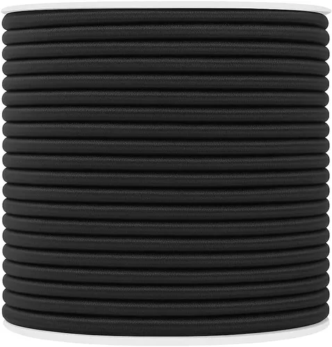 Miniatura 12 de Mandala Crafts Cuerdas elásticas negras de 1/5 de pulgada y 0.197 in – 22 yardas de cuerda elástica resistente para cuerda de kayak, reemplazo