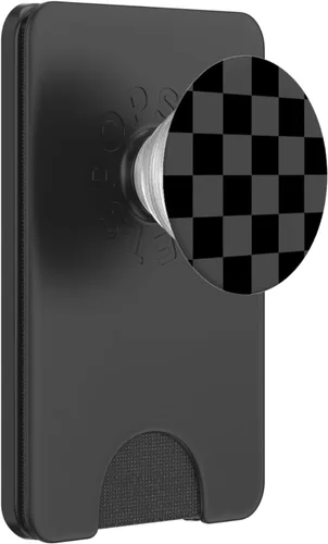 Miniatura 6 de Estampado a cuadros de diseño negro y gris para mujeres y hombres, PopSockets PopGrip intercambiable