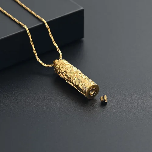Miniatura 60 de Collar de urna de girasol para cenizas, collar de barra cilíndrica para cenizas para mujer, colgante de recuerdo para cenizas, joyería de cremación