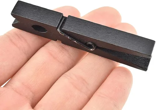 Miniatura 31 de HAHIYO Pinzas para ropa de madera doradas, mini pinzas para la ropa, no se deshacen de 1 pulgada de largo, paquete de 80 resortes resistentes