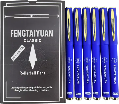 Miniatura 10 de Fengtaiyuan B07P18x6, bolígrafos de gel de tinta azul - agarre cómodo antideslizante, tinta azul, punta fina, 0.7mm, tinta de secado rápido, caja
