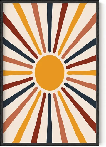 Miniatura 23 de HAUS AND HUES Arte de pared enmarcado bohemio – Decoración de pared del sol del suroeste, impresiones modernas geométricas contemporáneas de Sol