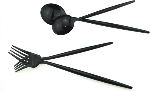 Miniatura 4 de Tenedor para tartas de 4 piezas, acero inoxidable 18/10, espejo de lujo, pulido, negro, colorido, tenedor, postre, cubiertos, cubiertos