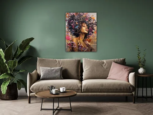 Miniatura 261 de Arte de pared afroamericano, decoración de rey y reina bailarín negro para sala de estar, arte de pareja de amor negro para dormitorio, lienzo