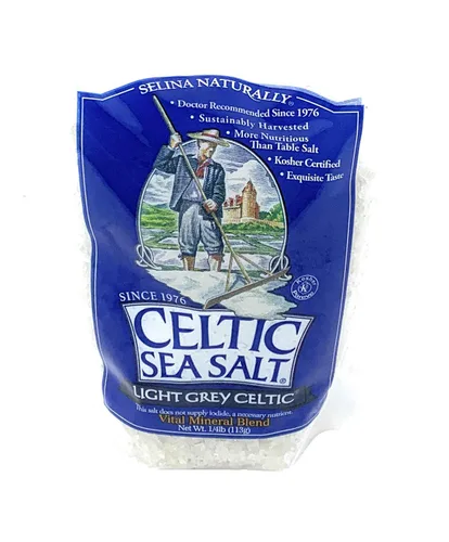 Celtic Sea Salt Sal gruesa gris claro, 1/4 libra, 4 onzas