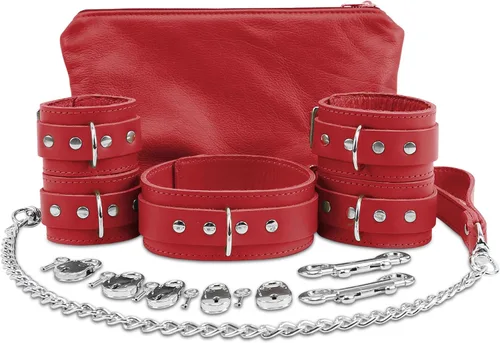 Miniatura 9 de VP Leather Wrist and Ankle Cuffs - 7-Piece Set - Premium Latigo Leather & Soft Lambskin - Couple Sex Toys - BDSM Restraint