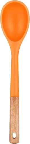 Miniatura 8 de Cucharas de cocina grandes de silicona, cuchara antiadherente con mango de madera maciza, cucharas de cocina de silicona resistentes al calor