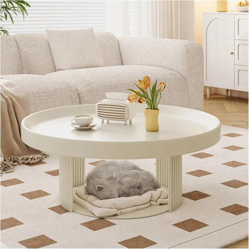 Miniatura 7 de Mesas de centro para sala de estar, mesa de centro para sala, mesa de centro redonda negra, mesa de grano para espacios pequeños mesa de centro