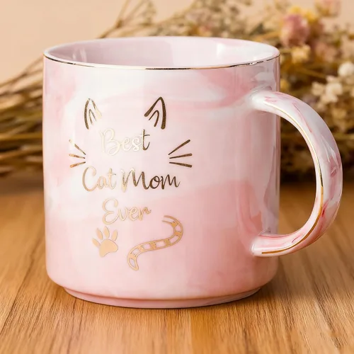 Mecai Regalos para mamá de gato para mujeres, taza de café con texto en inglés "Best Mom Ever", ideas divertidas de regalo de Navidad para amantes