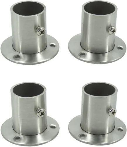 Miniatura 2 de Armario de acero inoxidable Armario Rod Holder Socket End Support Brida para 1.260 in (juego de 4)