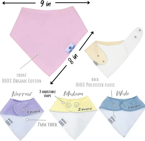 Miniatura 4 de DiaperSquad's 100% Organic Cotton Baby Drool Bibs, Super Absorbent & Adjustable Baby Bibs for Drooling and Teething Pastel
