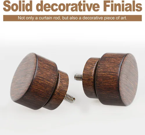 Miniatura 4 de Lootkell Redwood - Barras de cortina para ventanas de 28 a 48 pulgadas de diámetro, bohemio, decorativo, resistente, ajustable, con diseño de grano