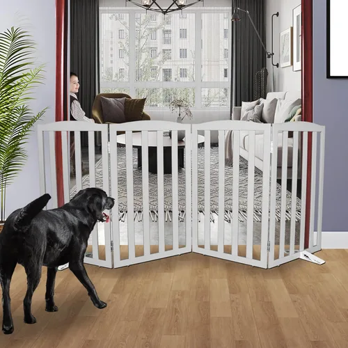 Miniatura 26 de Puerta para Perros Independiente para Interiores, Puerta para Perros Plegable, Puertas para Mascotas para Entradas, Escaleras o Pasillos, Puerta