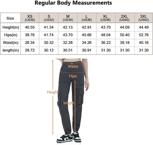 Miniatura 6 de Pantalones deportivos tipo cargo para mujer, cintura alta, con 7 bolsillos, para trabajo, casual, al aire libre, pantalones deportivos de algodón