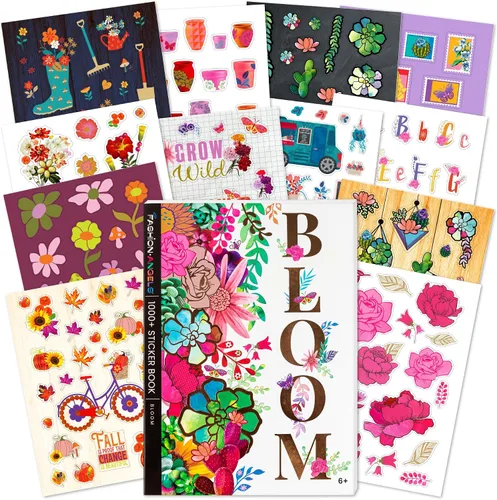Fashion Angels Más de 1,000 cuadernos de calcomanías Bloom, incluye divertidas y coloridas calcomanías de flores para manualidades, ideal para