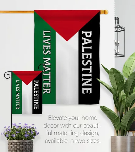Miniatura 8 de Palestine Lives Matter - Juego de asta de bandera con soporte de bandera con decoración palestina para colgar en la pared del hogar, tapiz