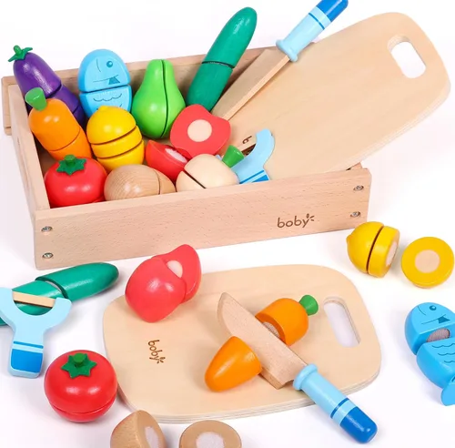 Miniatura 9 de Dailyfunn Estufa de Juguete de Madera Plegable y Portátil Juego de Cocina de Simulación con Accesorios de Cocina