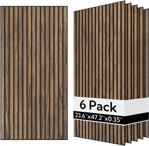Miniatura 17 de Olanglab Paneles de pared acústicos de chapa de madera, paquete de 6, paneles de pared absorbentes de sonido de 23.6 x 47.2 pulgadas para decoración
