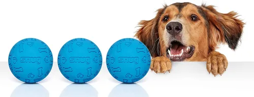 Miniatura 2 de Snug Pelotas de goma para perros pequeños y medianos, tamaño de pelota de tenis, prácticamente indestructibles (paquete de 3, azul)