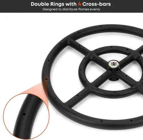 Miniatura 3 de Stanbroil Anillo redondo para quemador de fogata de 12 pulgadas para gas natural y propano, acero negro para chimenea interior y exterior, BTU