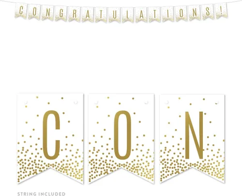 Miniatura 56 de Andaz Press Colección de fiesta de lunares con confeti dorado metálico, pancarta colgante, Welcome Baby!, aprox. 6 pies, 1 juego