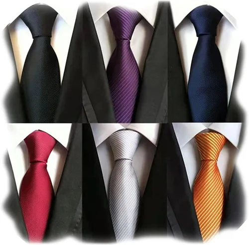 Miniatura 98 de WeiShang Lote de 6 corbatas clásicas de seda para hombre, corbatas tejidas jacquard