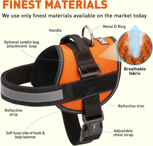 Miniatura 2 de Dogline Arnés para perro, chaleco reflectante ajustable sin tirones con asa para caminar, entrenar, transpirable, arnés sin estrangulamiento