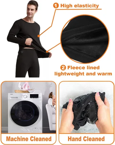Miniatura 6 de Windpost Conjunto de ropa interior térmica térmica para hombre, ropa interior deportiva de invierno para hombre, con 16 zonas de calefacción