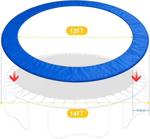 Miniatura 3 de Almohadilla de seguridad de repuesto para trampolín, cubierta de resorte de espuma impermeable y resistente a desgarros, almohadilla redonda de 14
