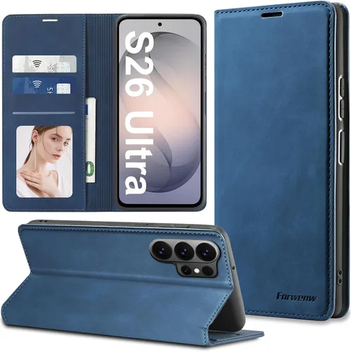Miniatura 47 de Funda de piel con tapa para Samsung Galaxy Z Flip 3, con protección de bisagra, delgada y magnética tipo cartera [1 tarjetero], funda protectora a