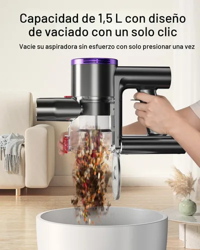Miniatura 5 de Aspiradora inalámbrica, aspiradora de 25 kPA para el hogar, aspiradora de palo con cepillo antienredos, tiempo de funcionamiento de 40 minutos