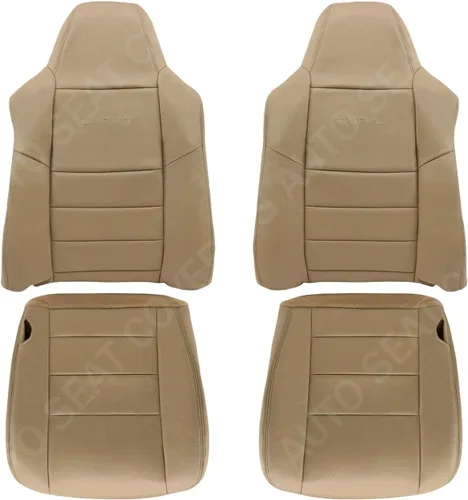 2002-07 para Ford F250 F350 Lariat Front & Back BotFor Toms & Tops Funda de asiento de cuero marrón